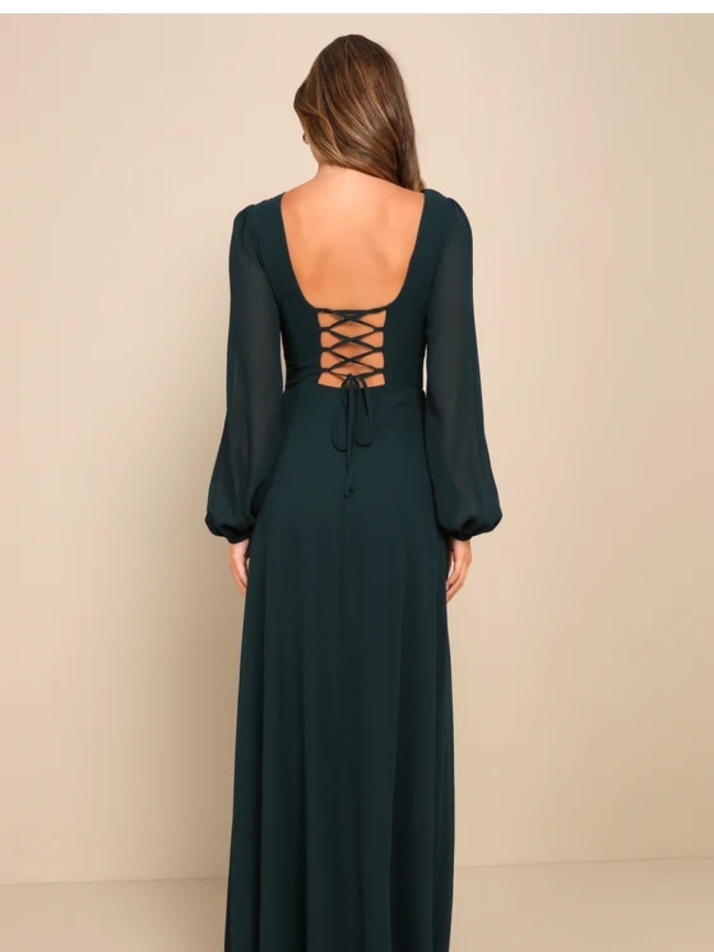 Marvelous Affair Emerald Green Pleated Lace-Up Maxi Dress - Picture 2 of 2